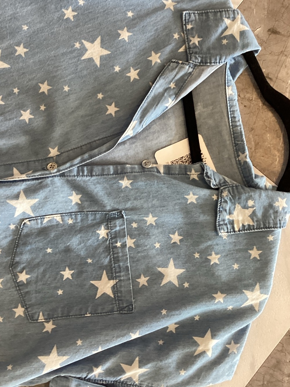 061 Windsor Blue Star-Print Short Sleeve Button-Down Shirt - Picture 3 of 3